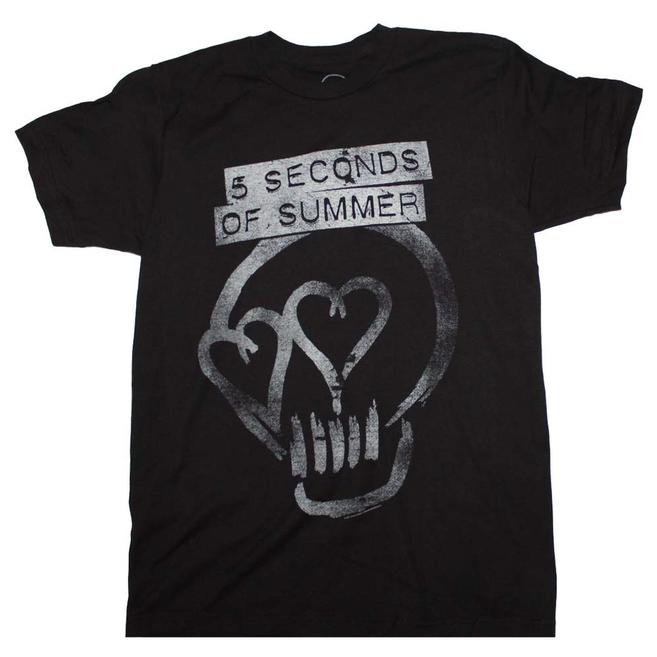 5 Seconds Of Summer T Shirt 5 Seconds of Summer Silver Print Heartskull TShirt 5 Seconds Of Summer T Shirt 5 Seconds of Summer Silver Print Heartskull TShirt