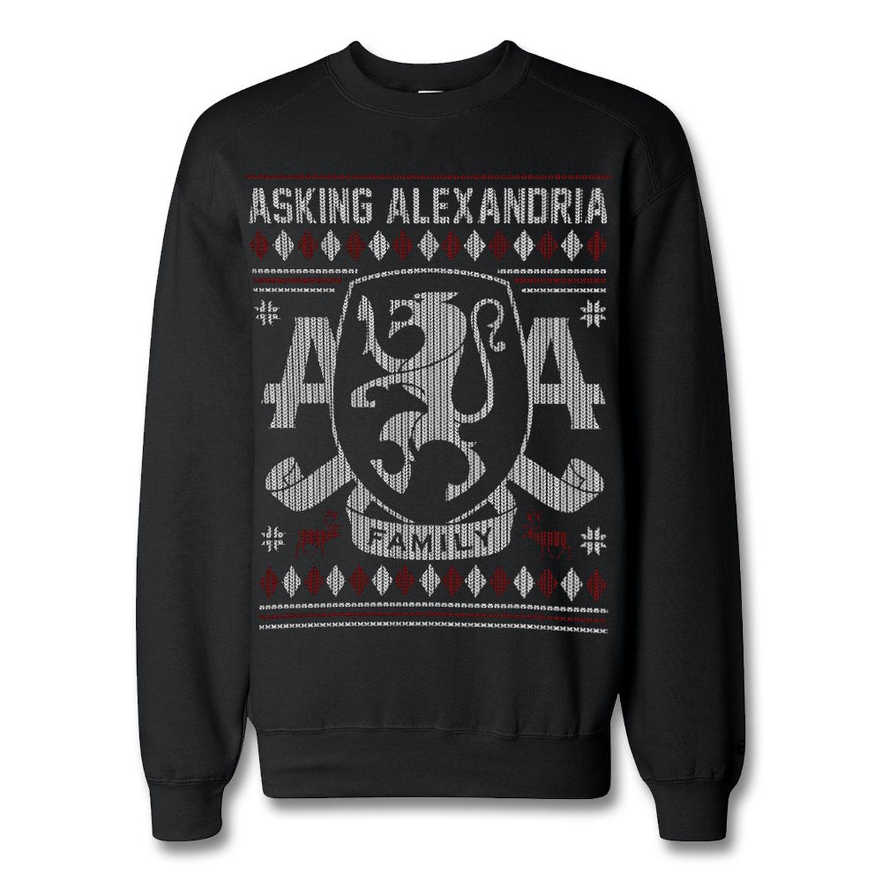 asking alexandria holiday family crest crewneck megadeth christmas sweater